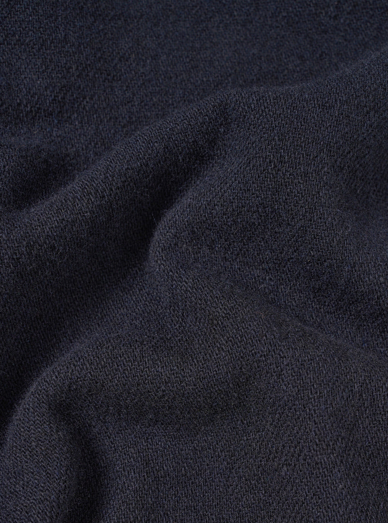 A close-up fabric swatch image displaying the detailed weave and dark blue tone of the Dark Navy Robin Wool Mix Club Jacket, filling the frame to showcase the material quality.