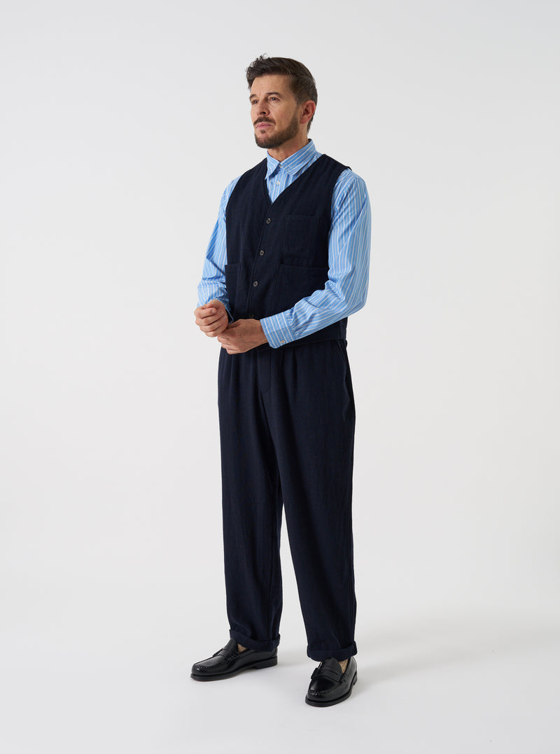 Dark Navy Robin Wool Mix JJ Waistcoat