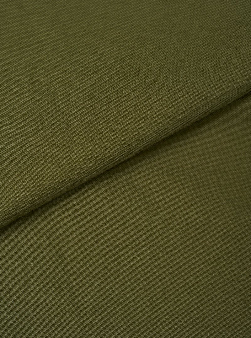 A close-up fabric swatch image displaying the fine weave and soft cotton material of the Olive R.Oxford Lazy Day Shirt, highlighting the earthy olive green shade and fabric detail.