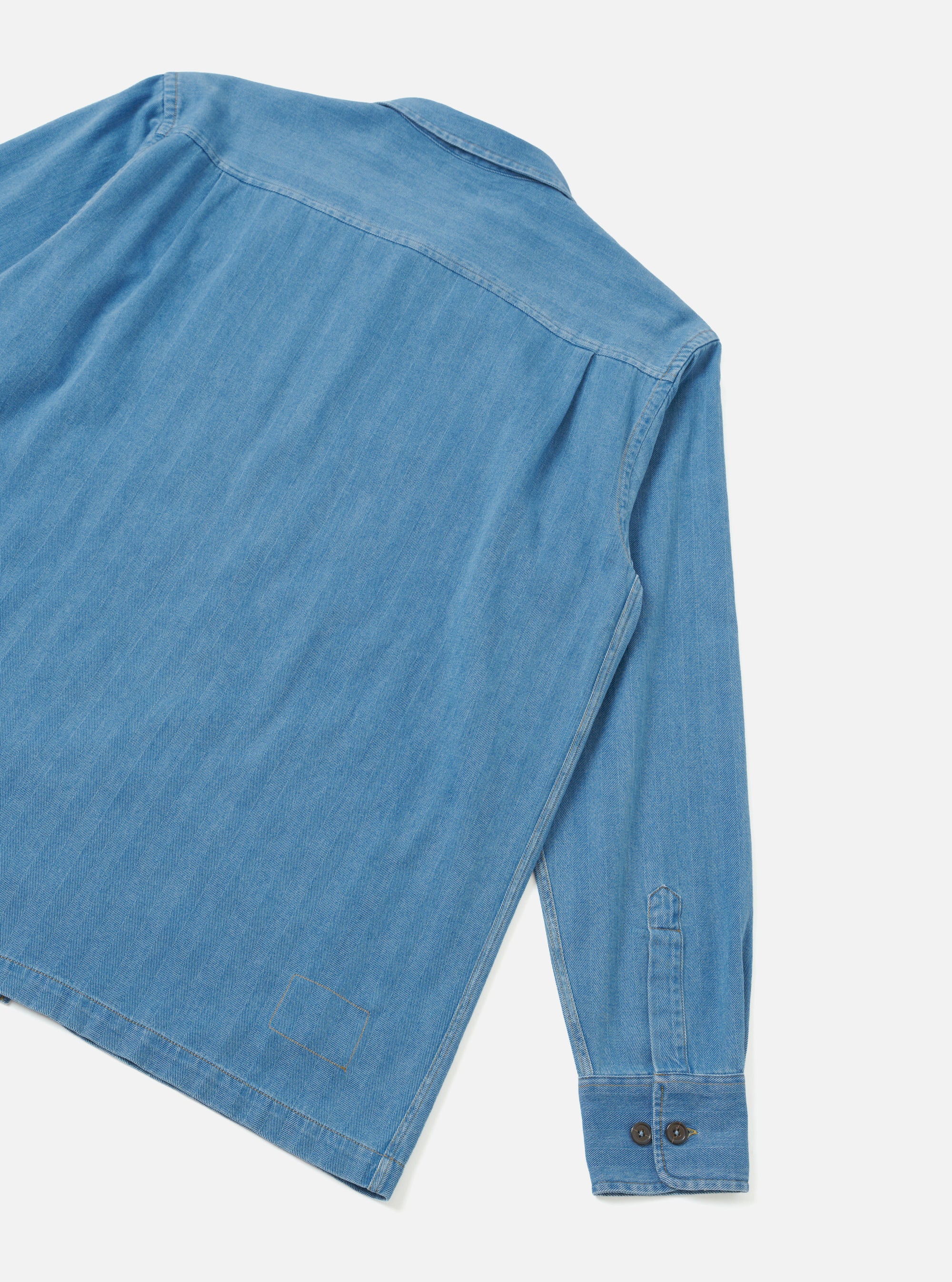 Washed Indigo Recycled Herringbone Attendant Shirt