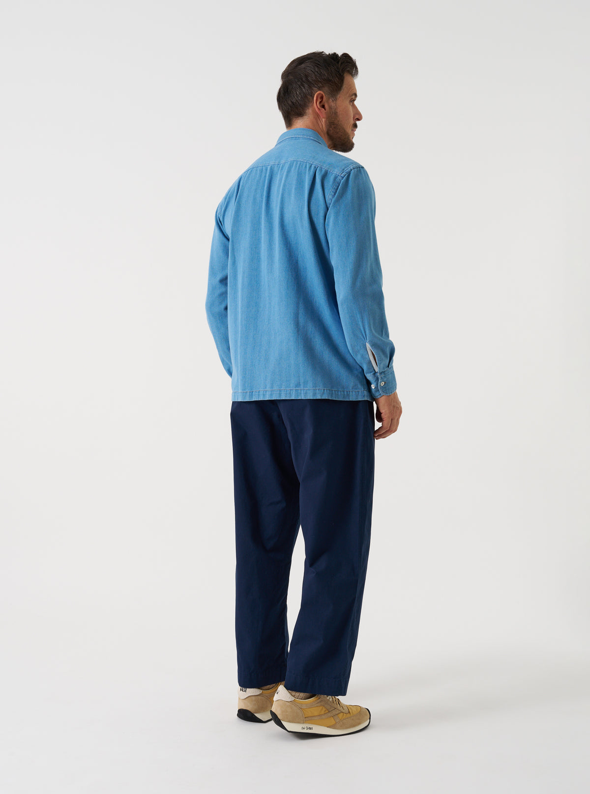 Washed Indigo Recycled Herringbone Lucky Shirt