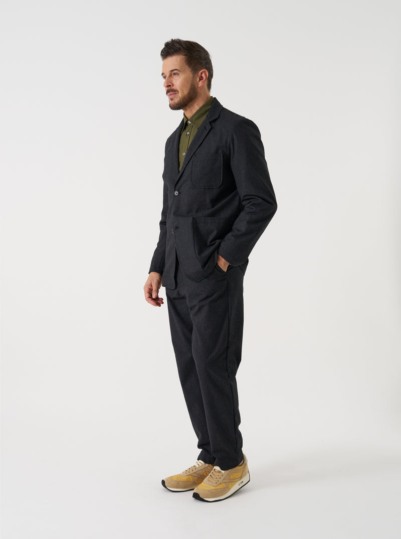 Charcoal Recycled Italian Tweed Two Button Jacket
