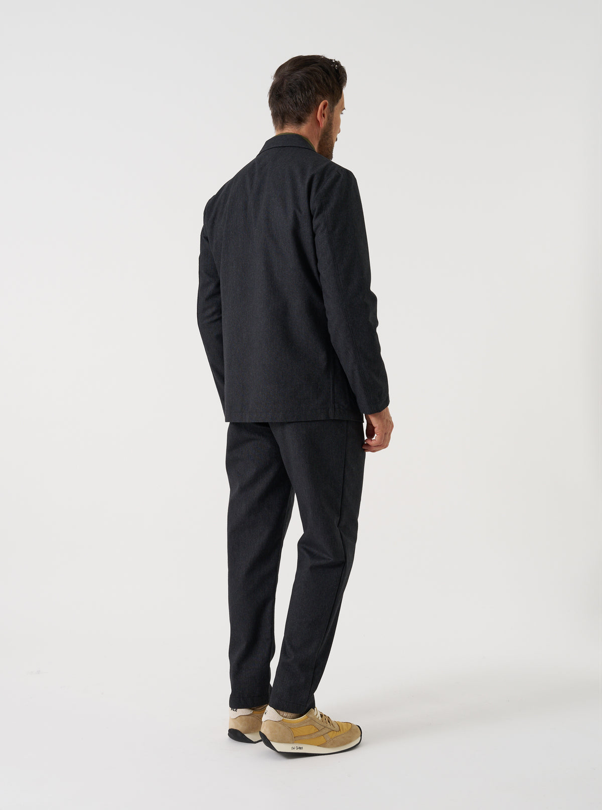 Charcoal Recycled Italian Tweed Two Button Jacket