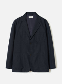Navy Recycled Italian Tweed Two Button Jacket