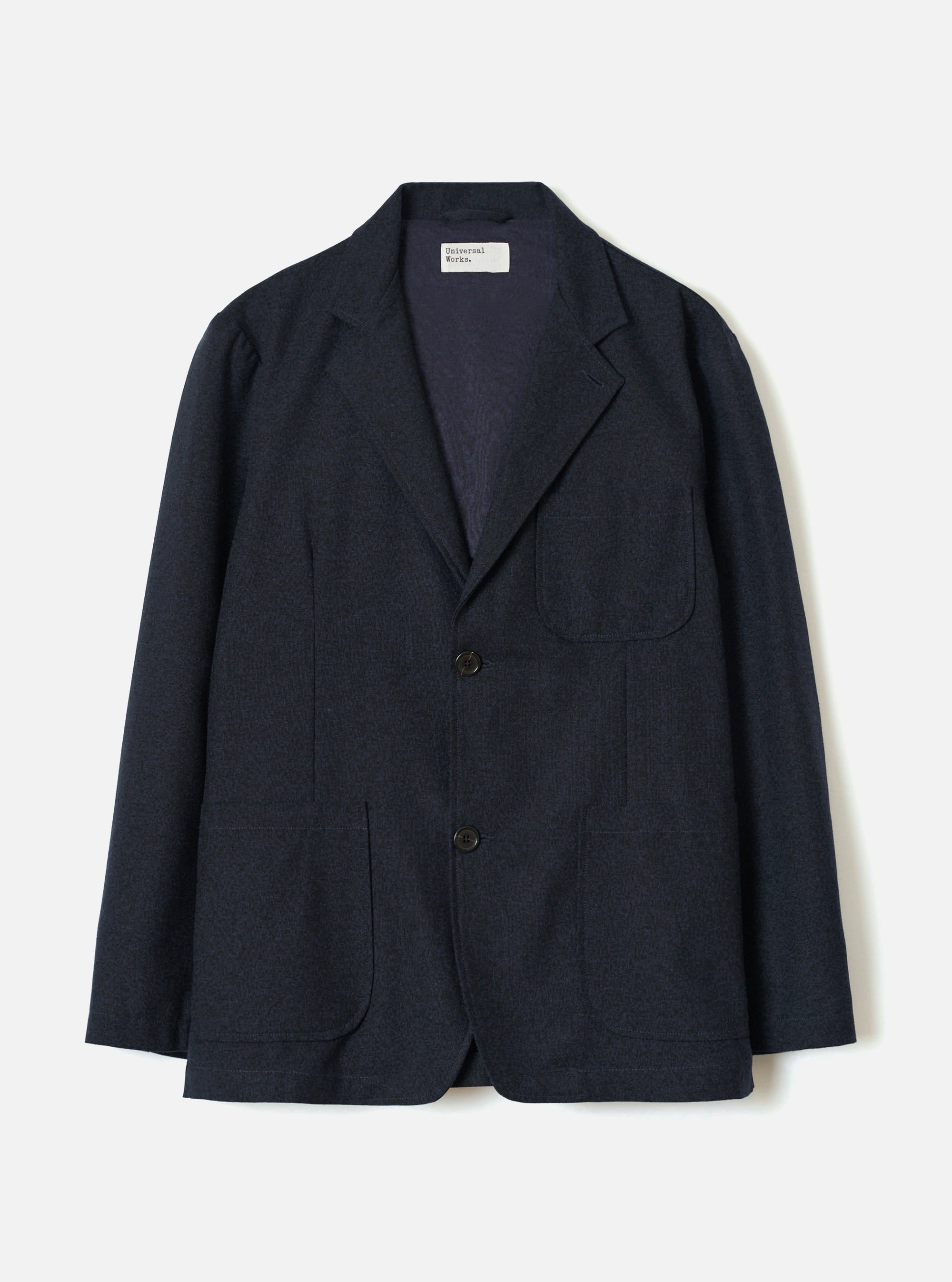 Navy Recycled Italian Tweed Two Button Jacket