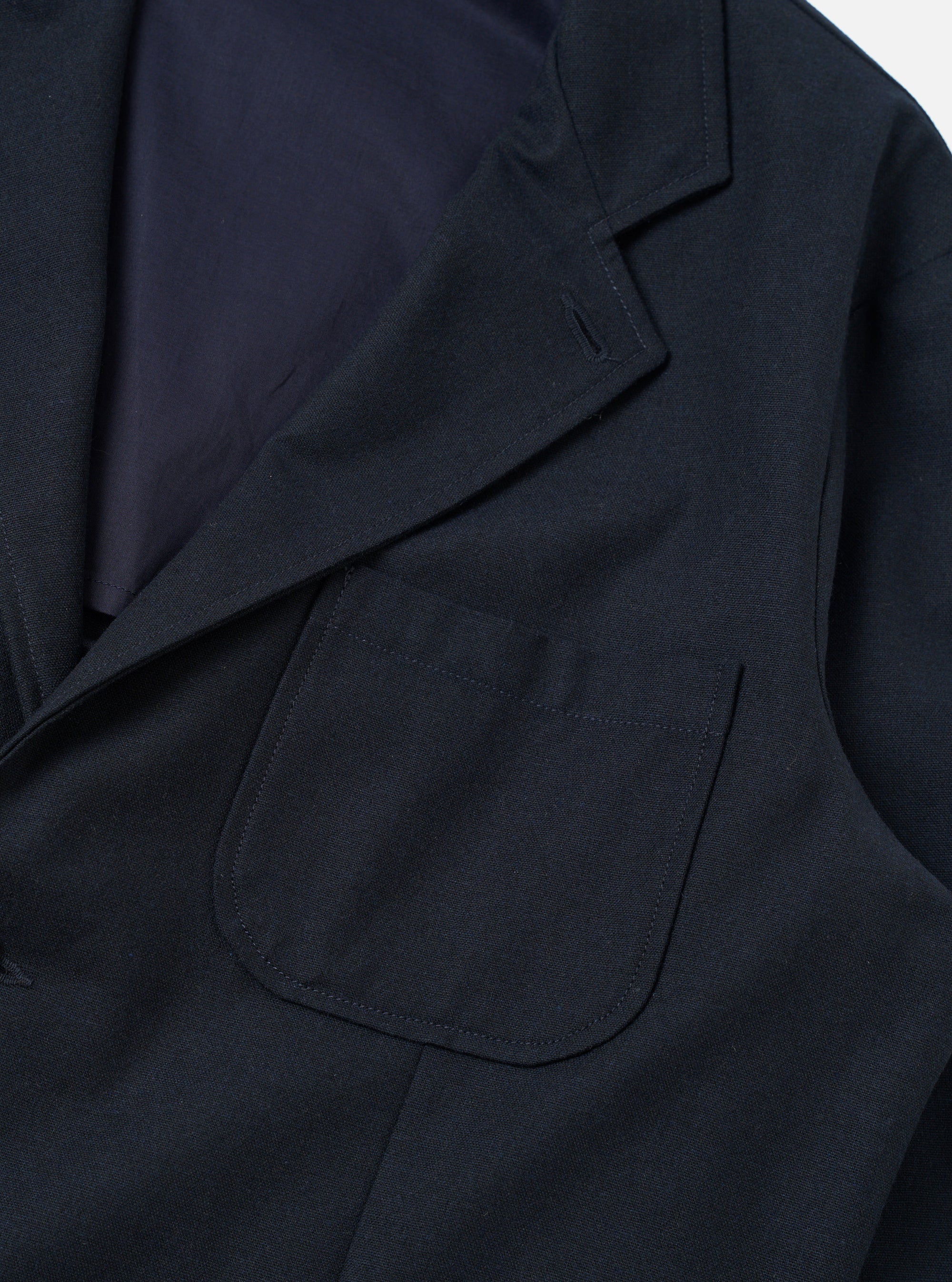 Navy Recycled Italian Tweed Two Button Jacket