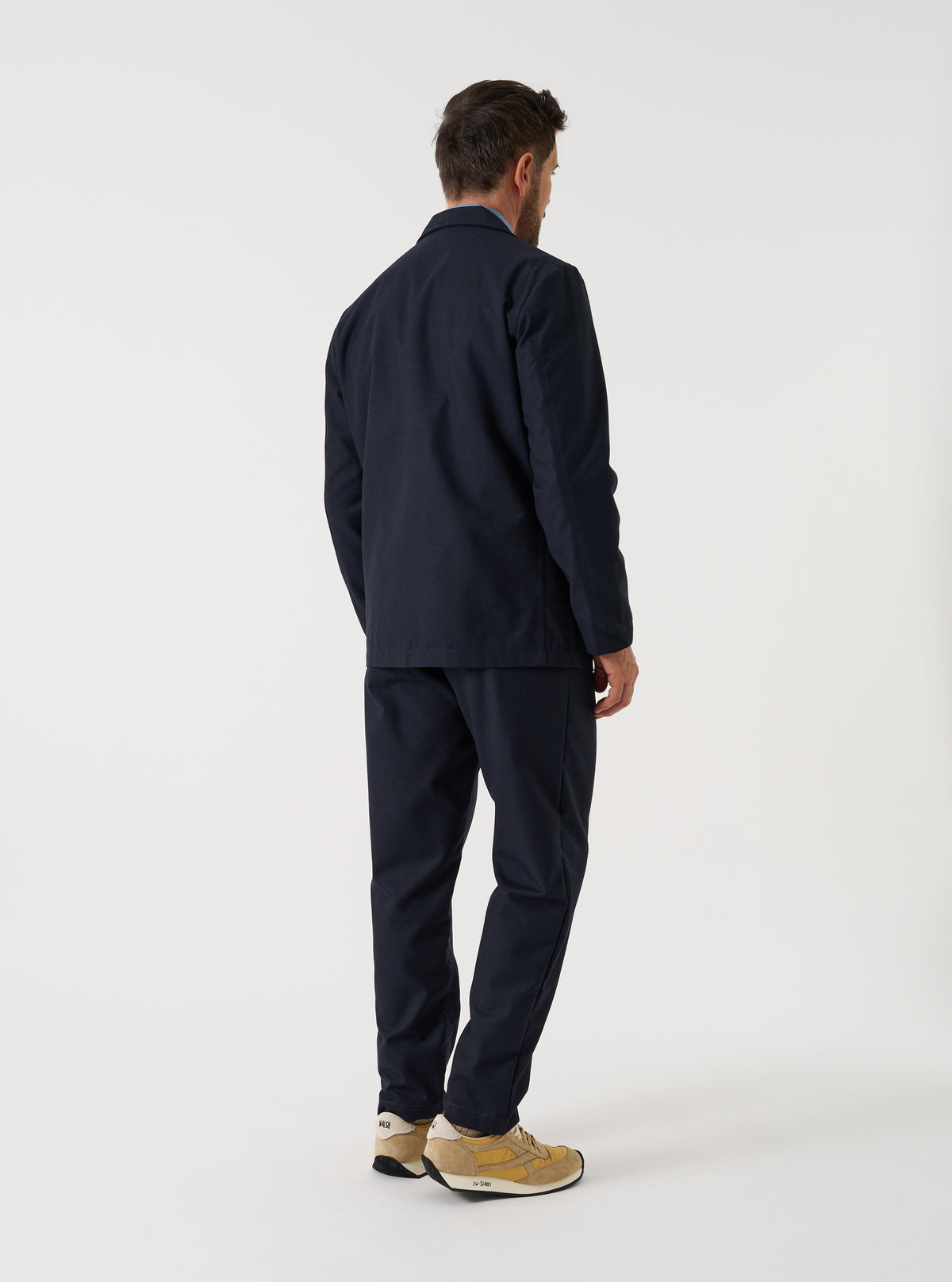 Navy Recycled Italian Tweed Two Button Jacket