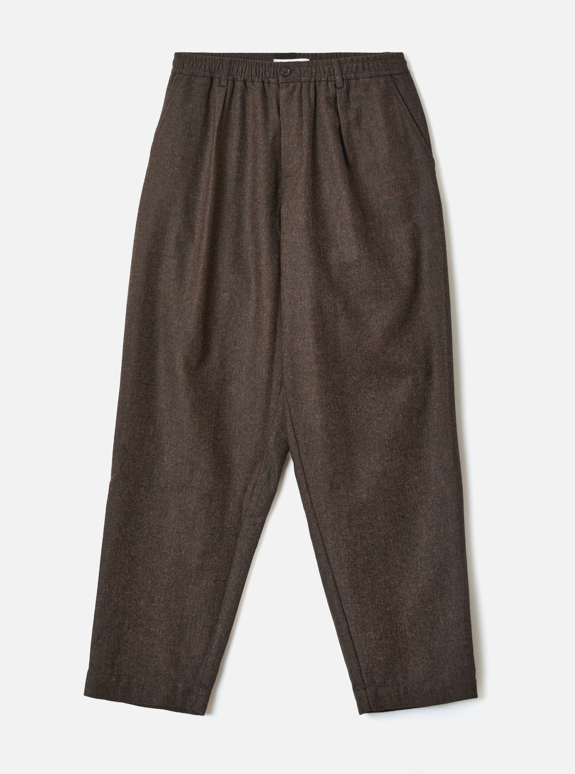 Brown Recycled Italian Tweed Pleated Track Pant