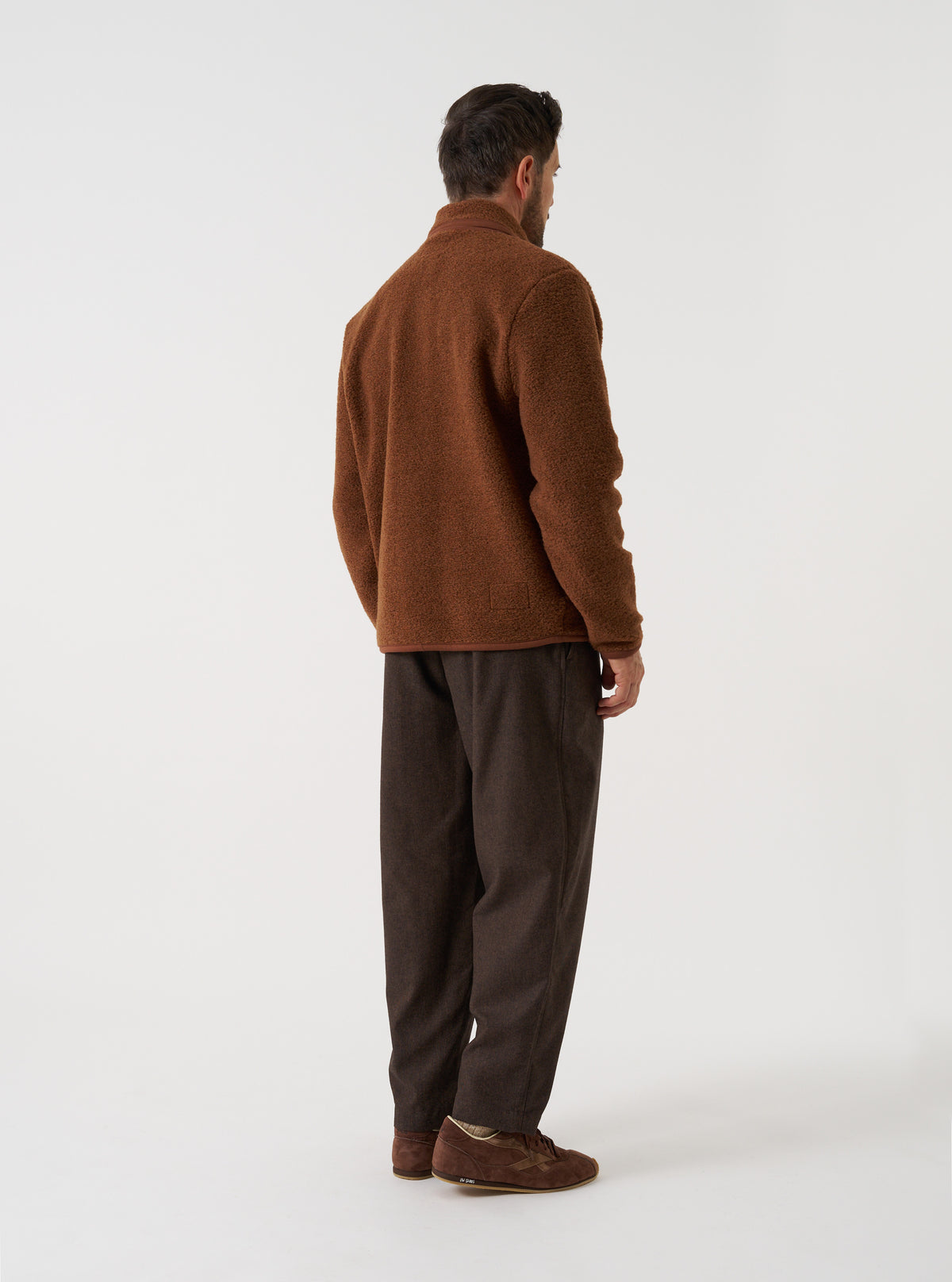 Brown Recycled Italian Tweed Pleated Track Pant