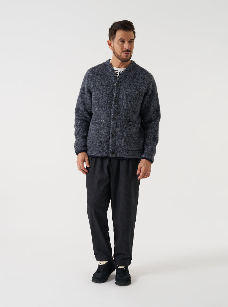 Charcoal Recycled Italian Tweed Pleated Track Pant