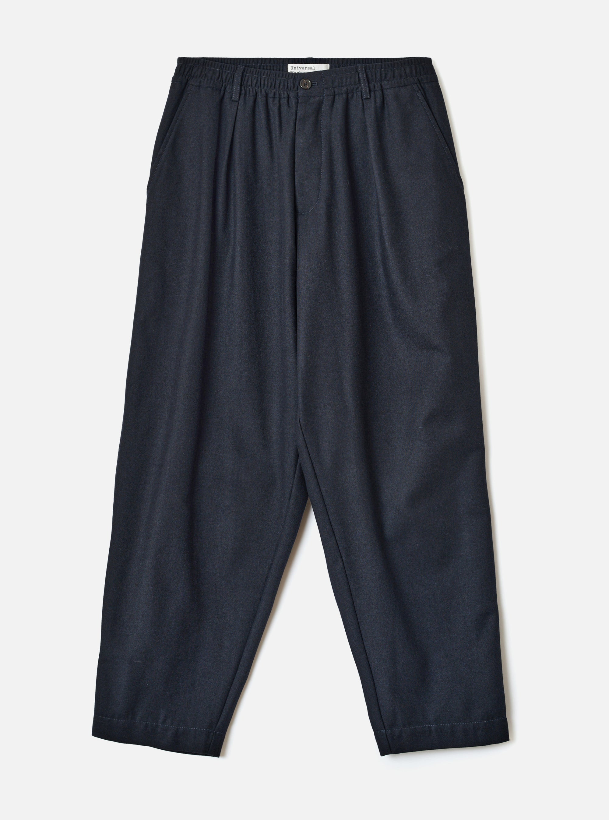Navy Recycled Italian Tweed Pleated Track Pant