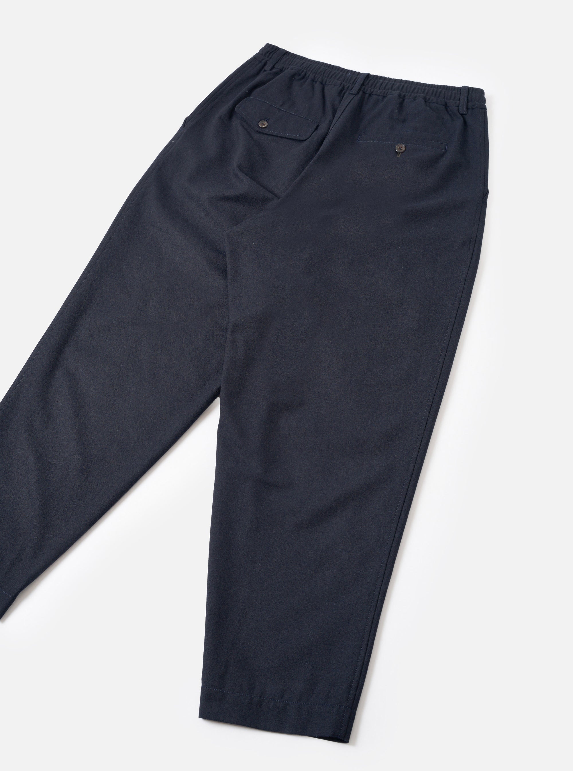 Navy Recycled Italian Tweed Pleated Track Pant