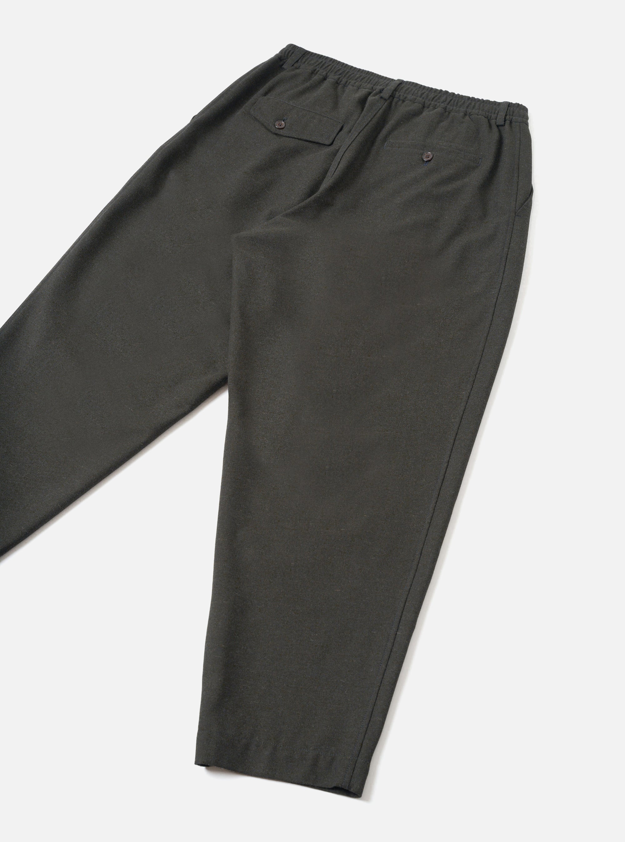 Olive Recycled Italian Tweed Pleated Track Pant