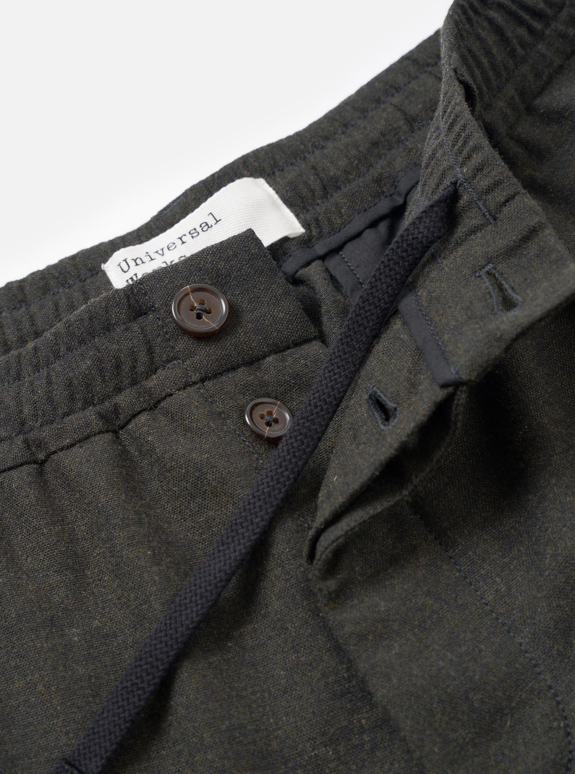 Olive Recycled Italian Tweed Pleated Track Pant