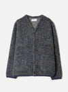 A front view product shot of the Navy/Pale Grey Losso Mohair Mix Cardigan on a plain white background, displaying the dark blue and pale grey knit, V-neck collar, button closure, and front patch pockets.