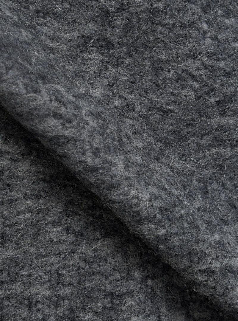 A close-up fabric swatch image of the Navy/Pale Grey Losso Mohair Mix Cardigan on a white background, displaying the detailed fuzzy mohair blend texture, rich navy and pale grey yarns, and soft knit pattern.