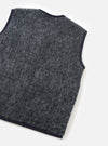 A back view of a model wearing the Navy/Pale Grey Losso Mohair Mix Lancaster Gilet against a neutral backdrop, highlighting the clean rear cut, soft mohair blend fabric, and classic sleeveless silhouette.