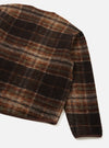 Back view of the Brown Pino Wool Fleece Military Liner Jacket shown on a plain white background, highlighting the simple rear shoulder yoke, soft brown fleece finish, and clean bottom hem line.