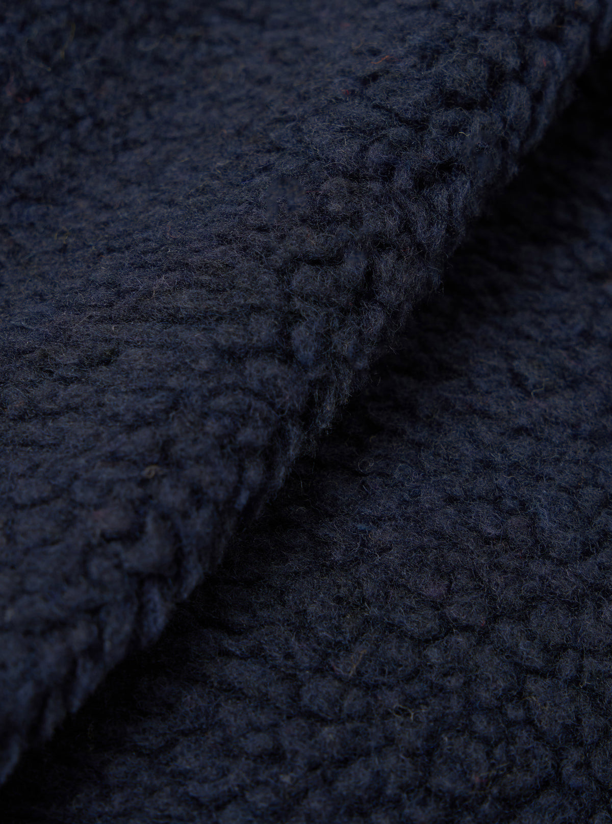 Close-up swatch photo displaying the rich dark navy fabric texture of the Navy Artic Fleece Hep Mountain Jacket on a clean white background, highlighting the dense fleece material weave.