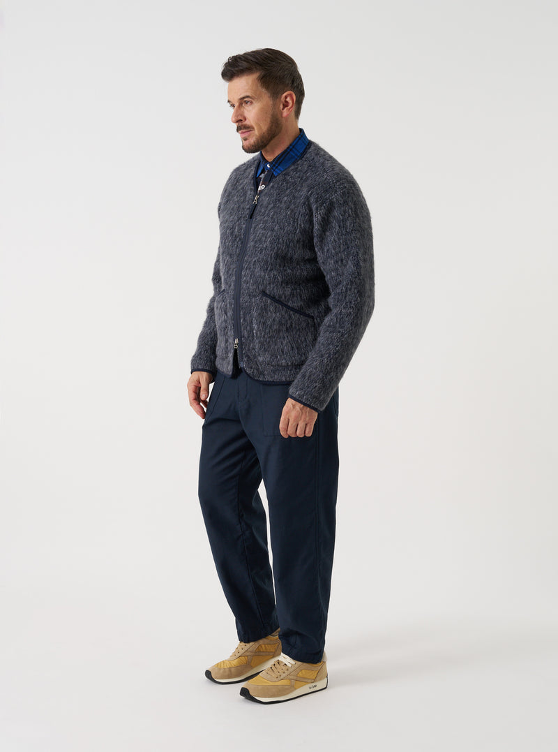 Navy/Pale Grey Losso Mohair Mix Zip Liner Jacket