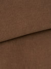 An extreme close-up fabric swatch of the Universal Works Brown Fine Cord Bakers Overshirt, showing the fine-wale cotton corduroy texture and rich brown tone in detail against a clean, plain white background.