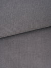 A detailed close-up fabric swatch of the Universal Works Grey Fine Cord Bakers Overshirt, displaying the fine-wale cotton corduroy texture and grey tone up close against a plain background.