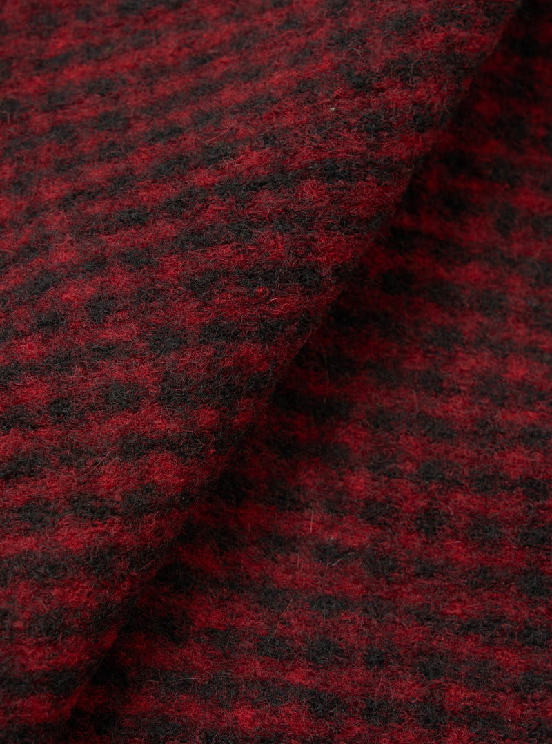 A detailed close-up swatch image of the Black/Red 533 Wool Mix Giacomo Tank Top fabric on a plain white background, showing the knit texture and vibrant black and red wool mixture fibers.