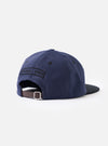 A close-up detail shot of the Navy/Black Canvas Baseball Hat displayed on a white background. The photo highlights the durable navy canvas fabric texture, precise panel stitching, and metal eyelet detail.