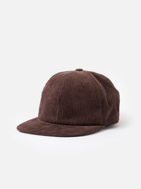 A front-facing view of the Cacao Cord Baseball Hat presented on a plain white background. The image features the six-panel rich brown corduroy crown, a curved matching peak, and clean panel stitching.
