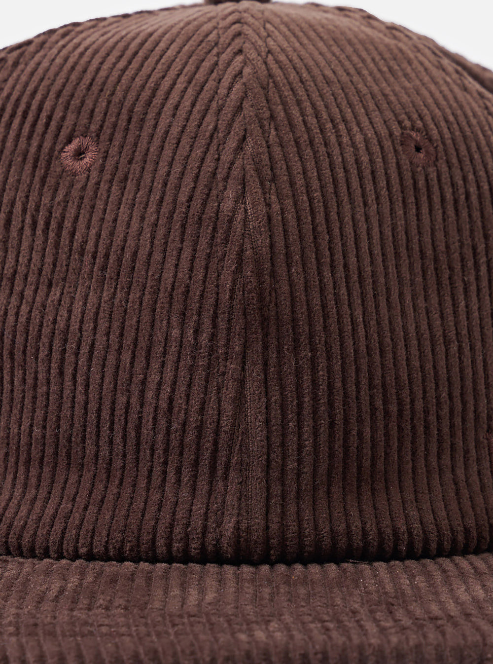 A rear view image of the Cacao Cord Baseball Hat set on a plain white background. The shot focuses on the adjustable back closure strap with a metal buckle and the ribbed corduroy texture of the cap.