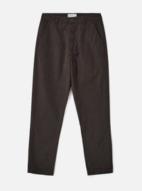 Front view shot of the Brown Micro Canvas Military Chino displayed on a clean studio background. The image showcases the straight leg silhouette, front waistband construction, classic chino pockets, and smooth brown cotton canvas texture.
