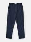 Front view shot of the Navy Micro Canvas Military Chino displayed against a clean studio background. The image highlights the straight leg cut, classic waist construction, side entry pockets, and deep navy blue micro-canvas cotton fabric.
