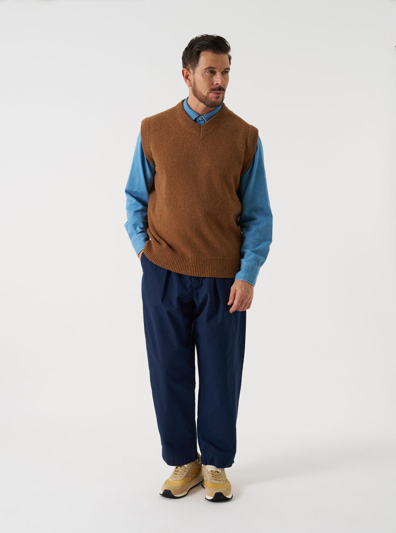 Navy Micro Canvas Oxford Pant