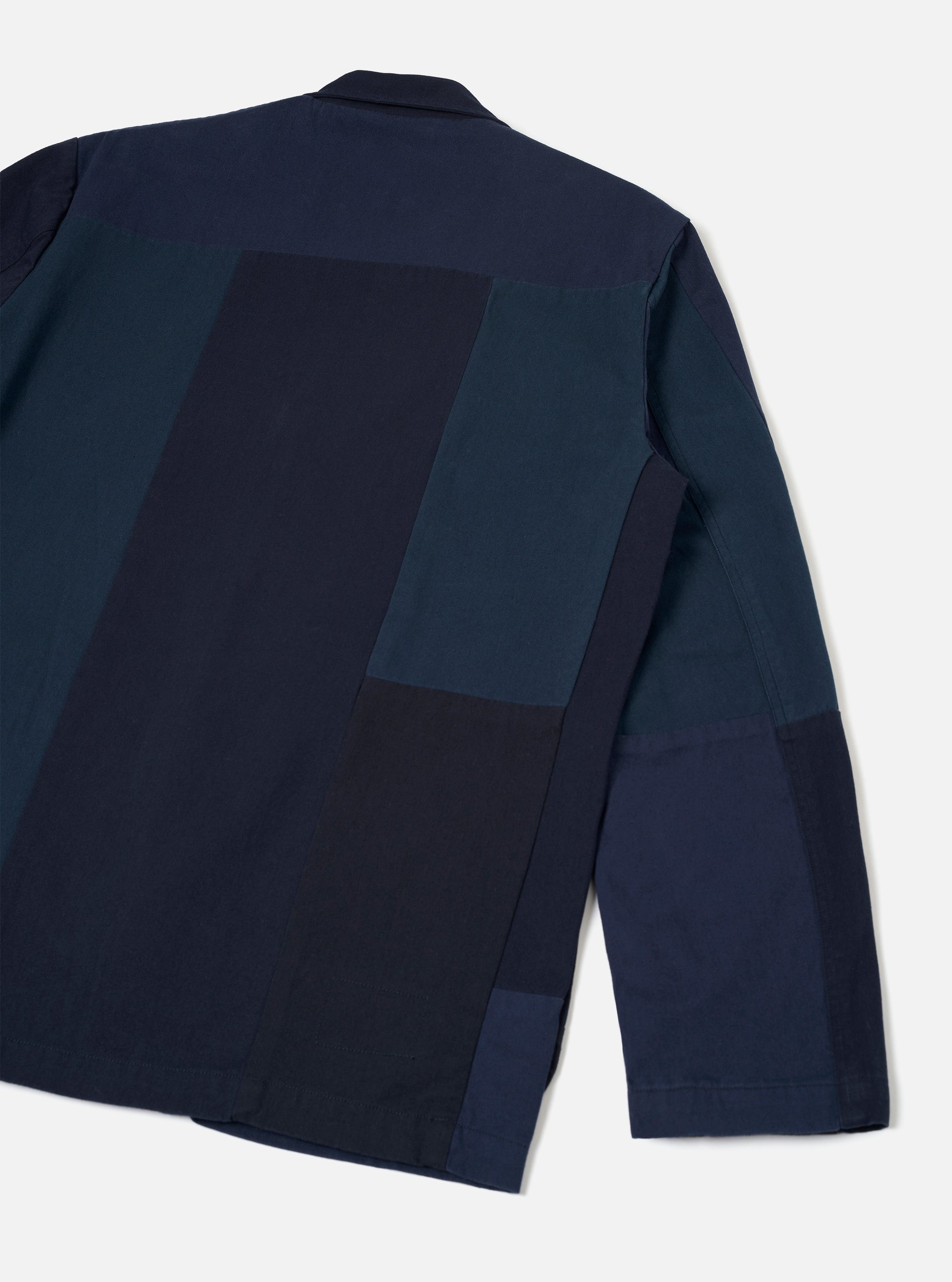 Navy Patchwork Twill Three Button Jacket