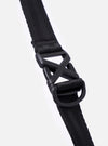 The F/CE. Black Recycled Nylon 420 re/cor Courier Shoulder Bag is shown from a rear angle against a plain white background. The image highlights the adjustable messenger-style shoulder strap and the smooth, technical texture of the black recycled nylon fabric.