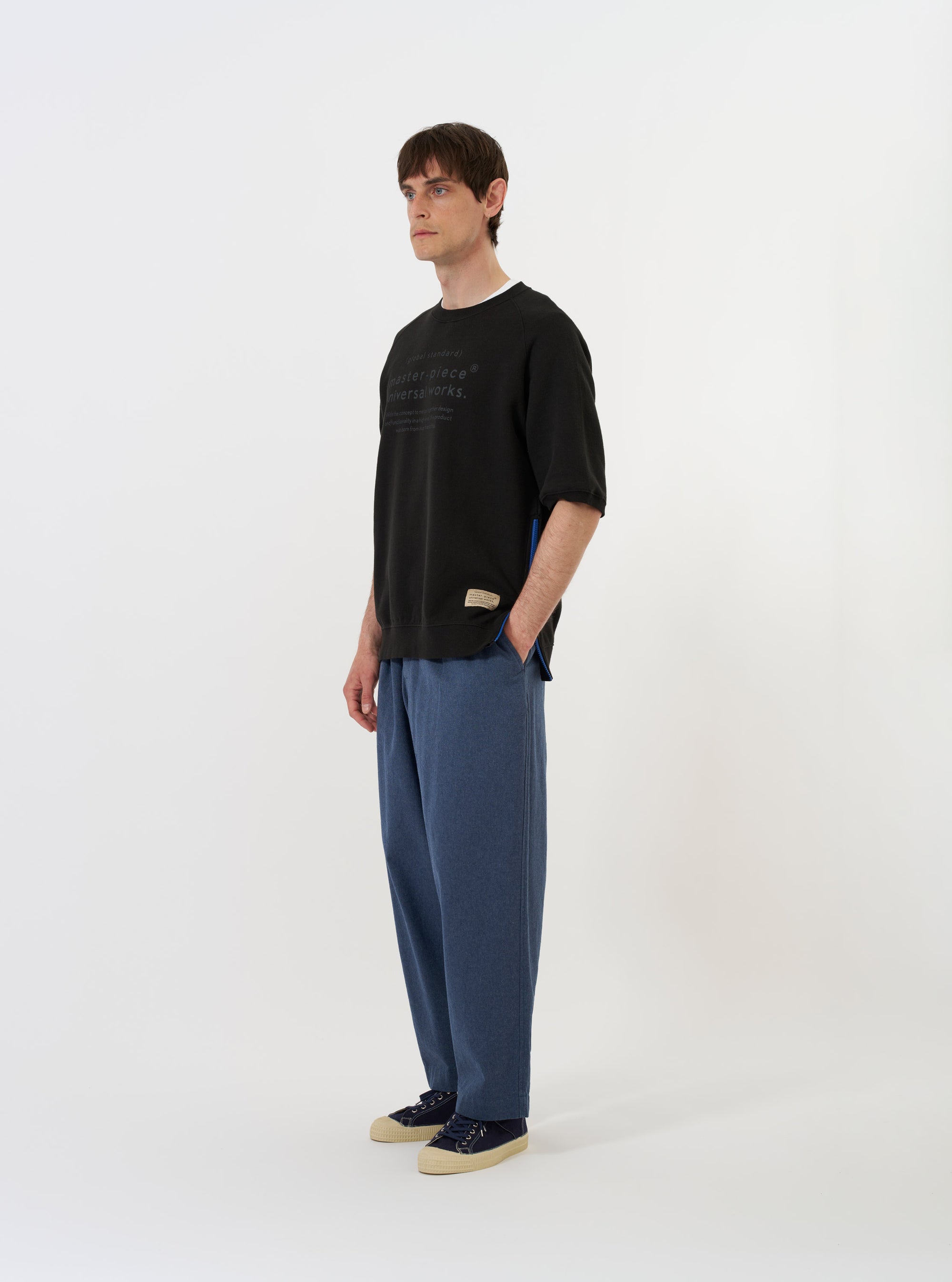master-piece x Universal Works Black Brush Back Sweat S/S Billy Sweat