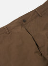 Close-up of Khaki Linen Slub Weave Military Chino pants on a white background. Details include the button, belt loops, and pocket. The fabric has a subtle texture.