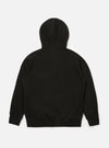Back view of the Black Brush Back Sweat New York Hoody on a white background. The hoody is made of a soft, brushed-back fabric and has a relaxed fit.