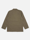 The Olive Linen Slub Weave Two Button Jacket is shown from the back, laid flat against a plain white background. The image highlights the jacket's structured back, a central vent at the hem, and the textured olive green fabric.