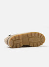 Close-up of the sole of the Paraboot x Universal Works Michael in Sand Leather/Suede shoe on a white background. The sole is a lugged rubber with the Paraboot logo.