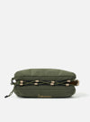 Topologie x Universal Works Rifle Green UW Tech Bottle Sacoche Medium on a white background. The bag is olive green with a rope detail.