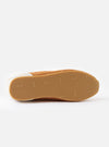 Overhead top-down image of the Walsh x Universal Works Cob in Tan Leather on a neutral studio background, showcasing the opening rim, inner lining details, and sleek toe box shape of the footwear.