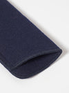 Close-up of the Navy Melton Large Glasses Case, showing the texture of the navy blue melton wool and the stitched edge. Shot on a white background.