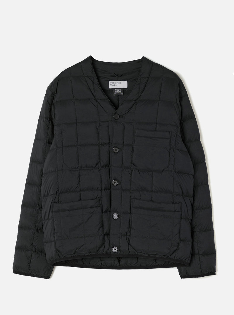 TAION x Universal Works Black Nylon Soft Shell Down Cardigan