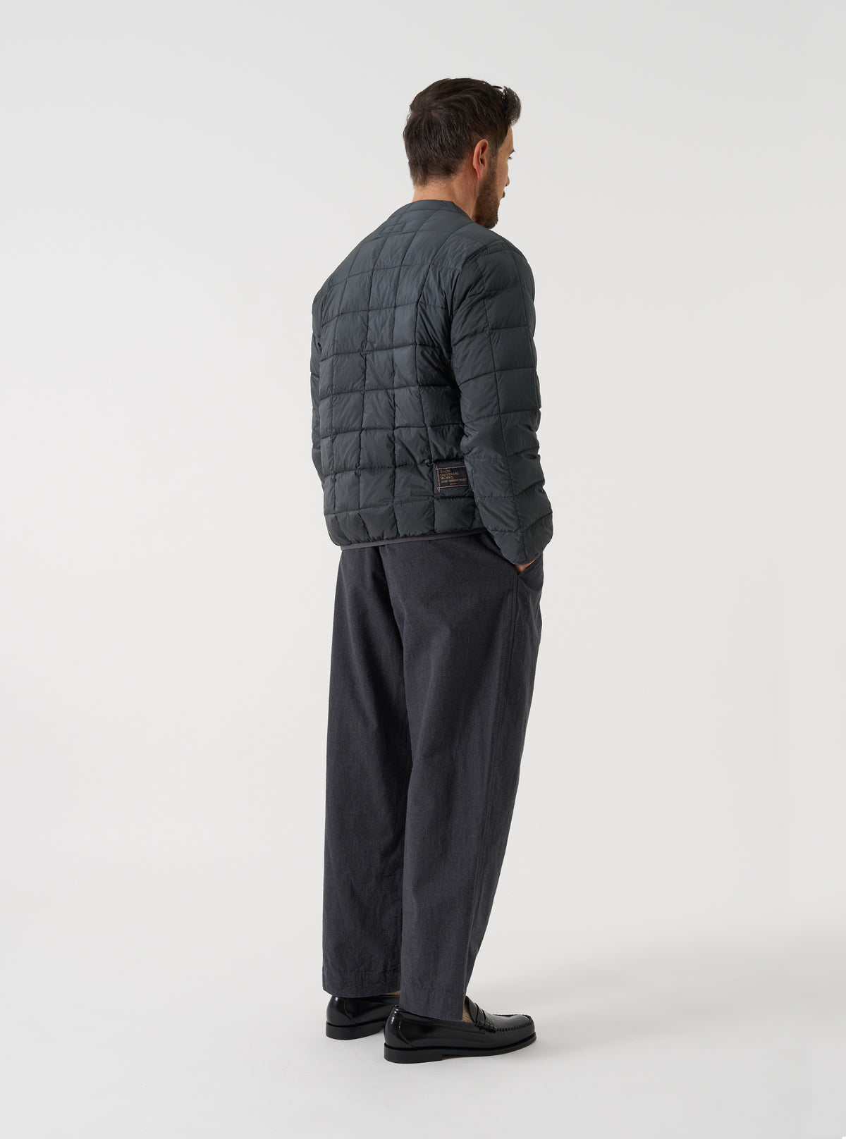 TAION x Universal Works Charcoal Nylon Soft Shell Down Cardigan
