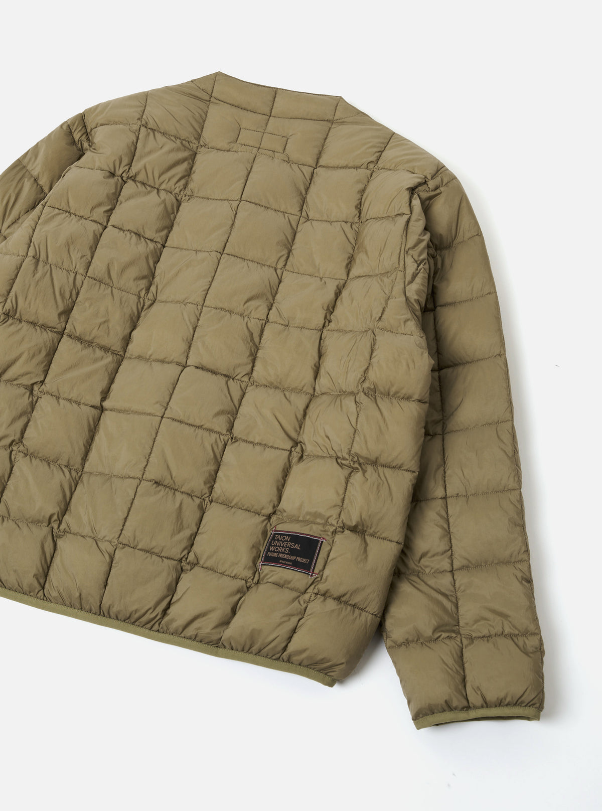 TAION x Universal Works Green Nylon Soft Shell Down Cardigan