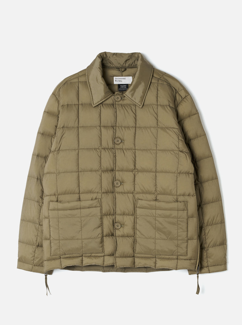 TAION x Universal Works Green Nylon Soft Shell Down Rams Jacket