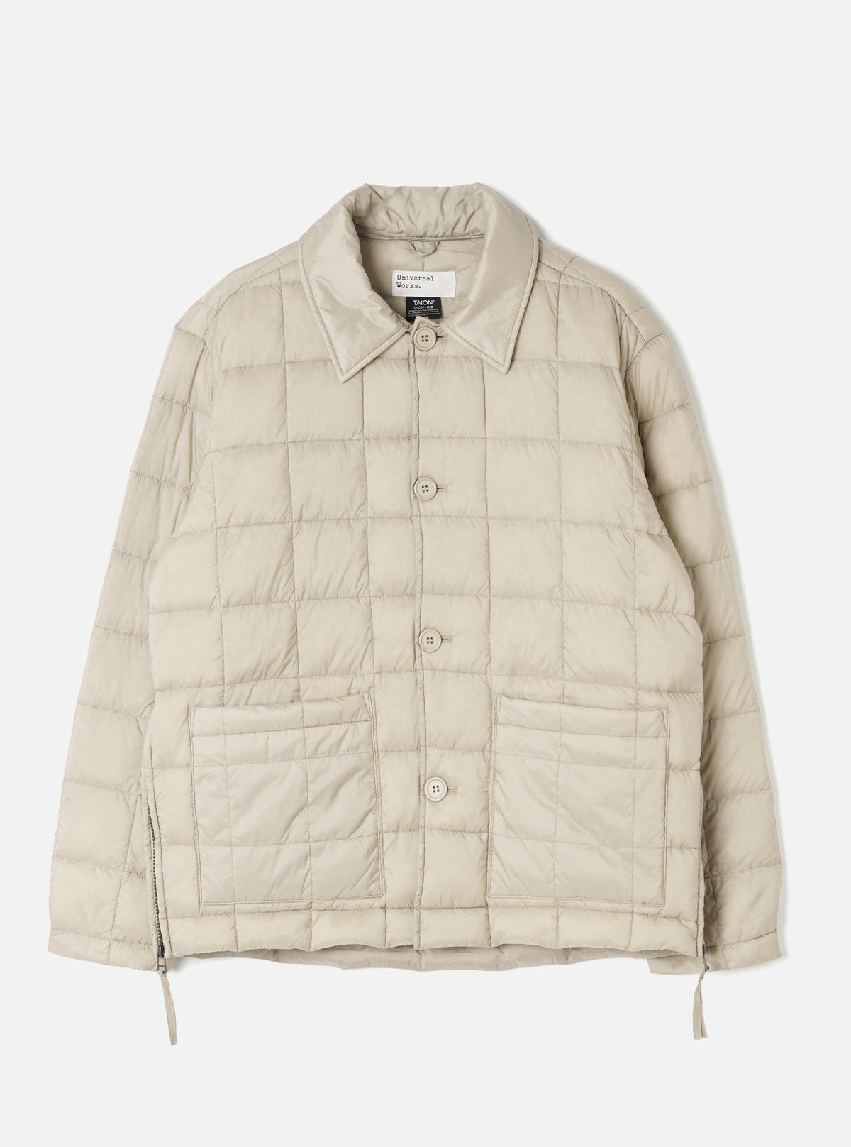 TAION x Universal Works Ice Grey Nylon Soft Shell Down Rams Jacket