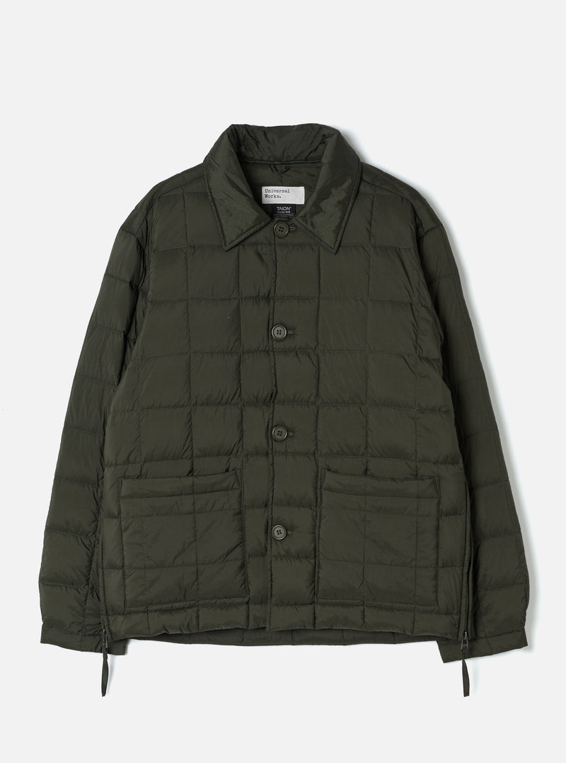 TAION x Universal Works Olive Nylon Soft Shell Down Rams Jacket