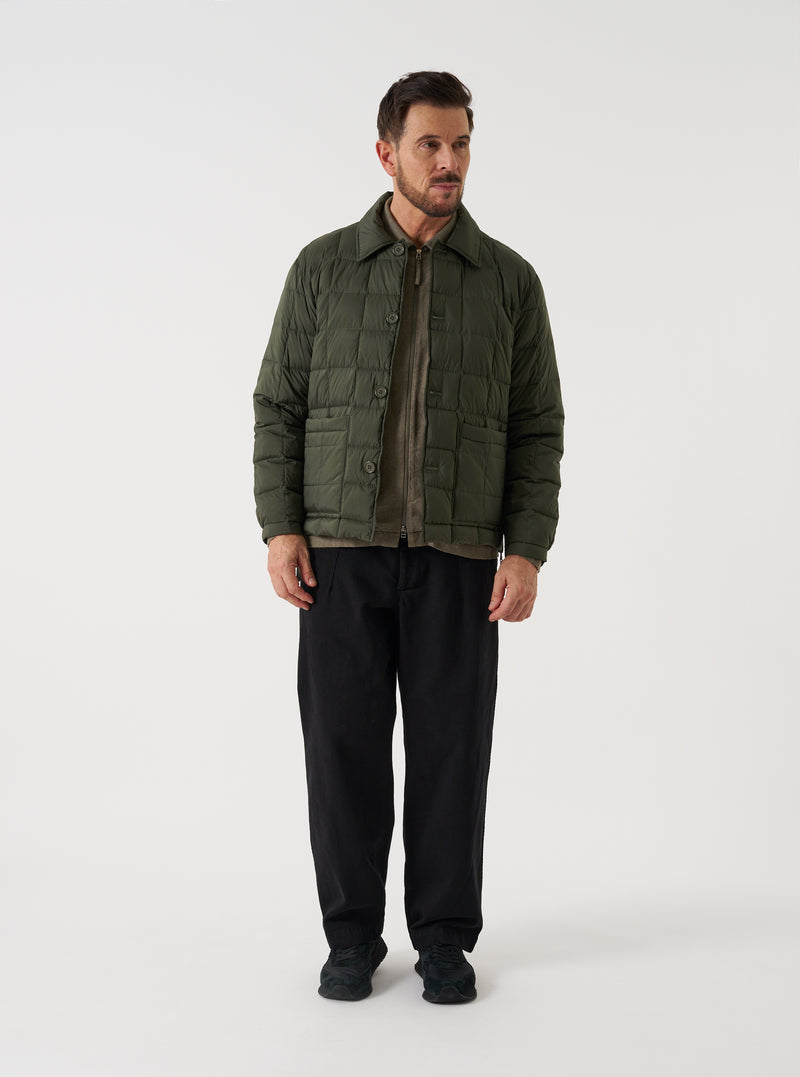 TAION x Universal Works Olive Nylon Soft Shell Down Rams Jacket
